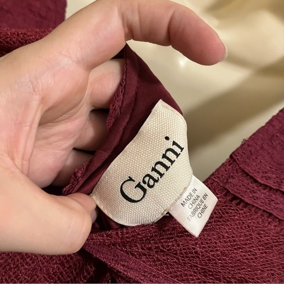 Ganni Maroon Red Lace Peplum Tank Top Small M2 - Picture 5 of 11